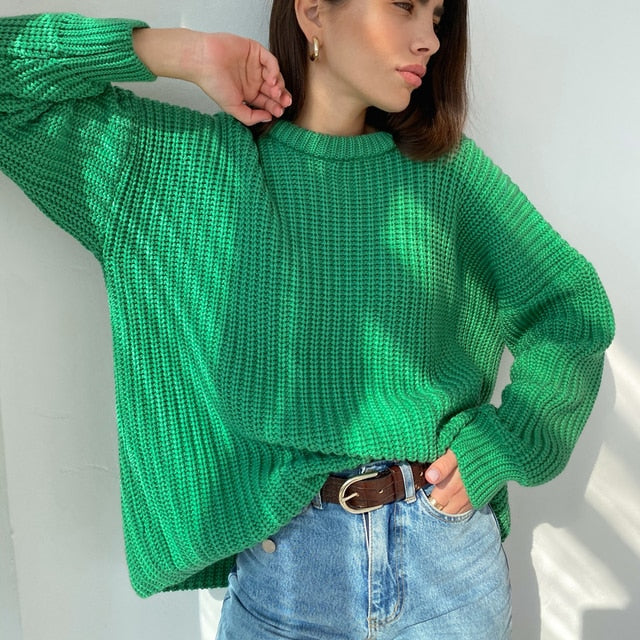 Oversized Thickening Solid Knitwear Tops - GetHolidayReady.co.uk