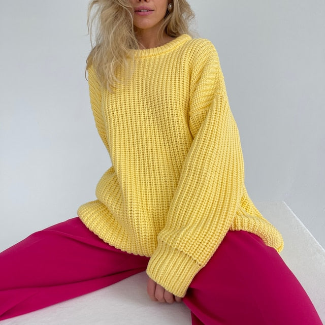 Oversized Thickening Solid Knitwear Tops - GetHolidayReady.co.uk