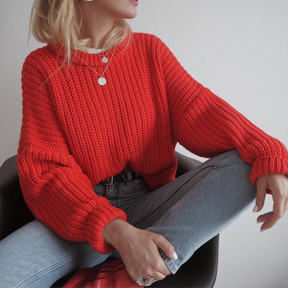 Oversized Thickening Solid Knitwear Tops - GetHolidayReady.co.uk