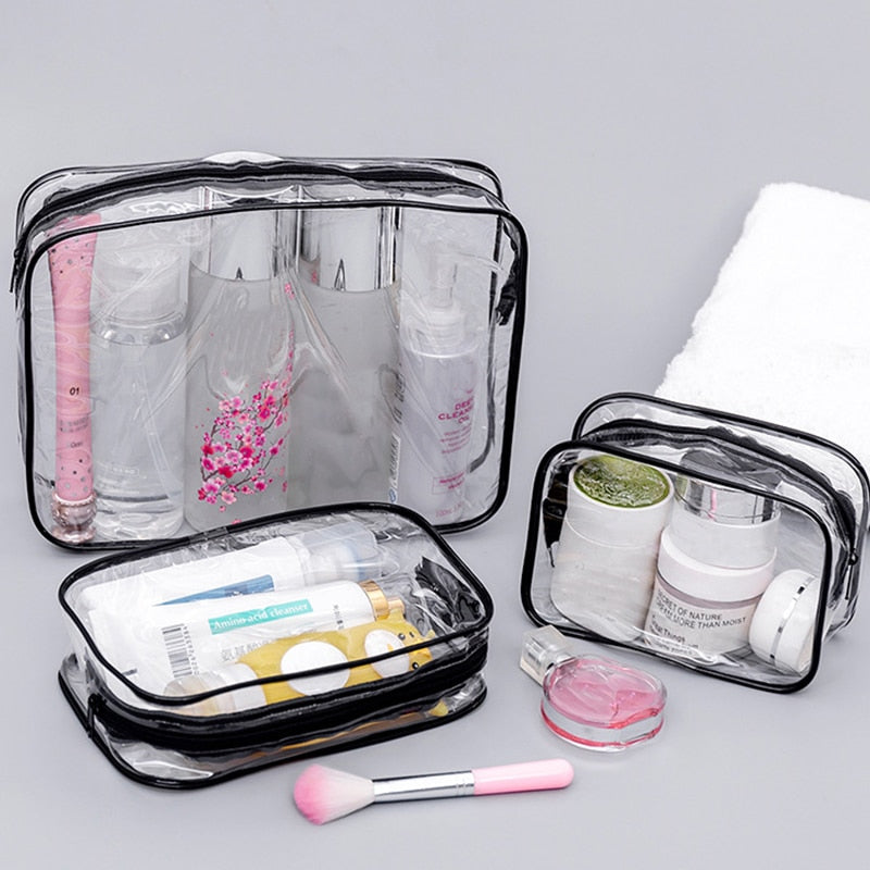 Unisex Transparent Travel Storage Bag with Coloured Lining