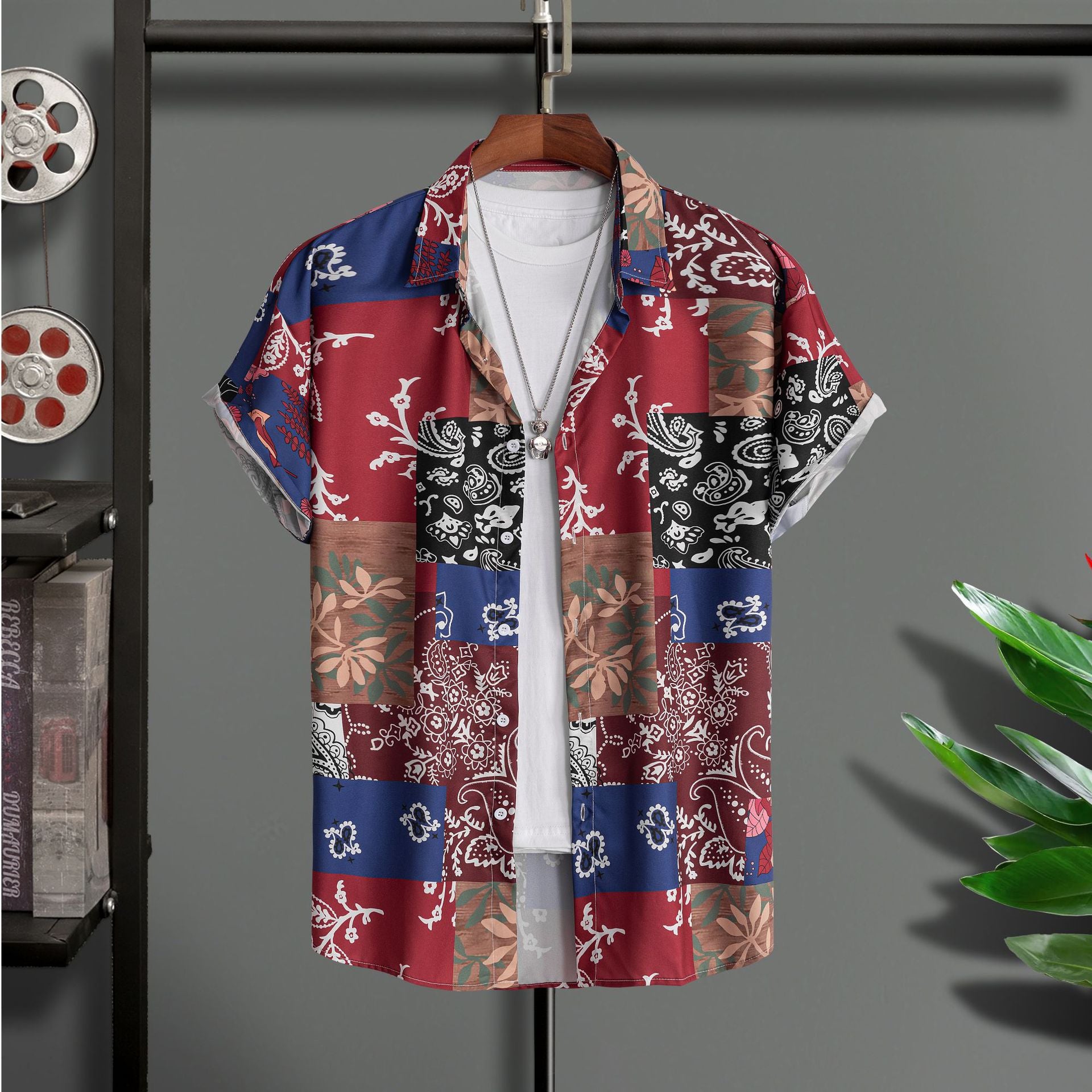 Hawaiian Flower Geometric Printed Shirts - GetHolidayReady.co.uk