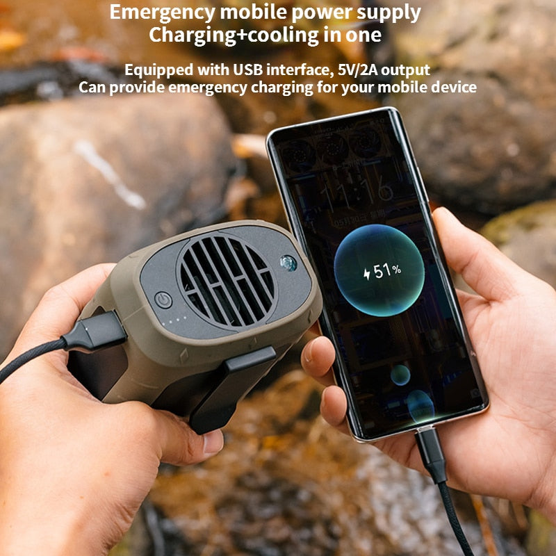 Outdoor Adventures Multifunctional Flashlight Rechargeable Electric Waist Hanging Fan - GetHolidayReady.co.uk