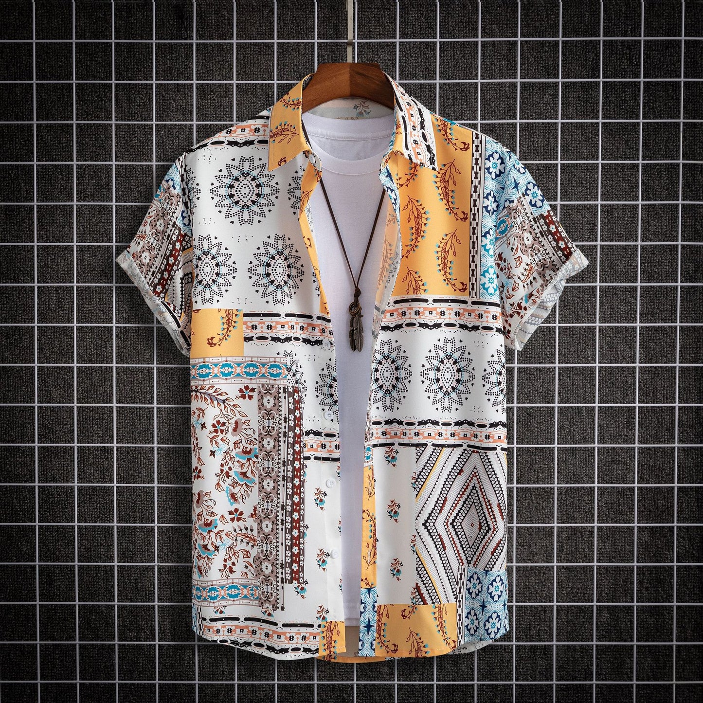 Hawaiian Flower Geometric Printed Shirts - GetHolidayReady.co.uk