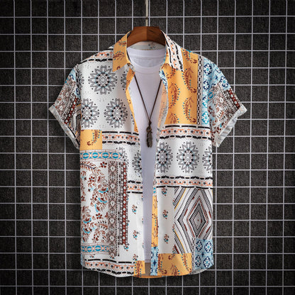 Hawaiian Flower Geometric Printed Shirts - GetHolidayReady.co.uk