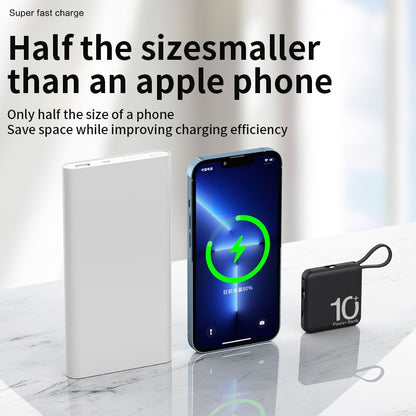 Mini Power Bank 10000mAh Portable External Battery Pack Built in Cable Powerbanks Spare Batteries for iPhone14 Samsung Xiaomiung