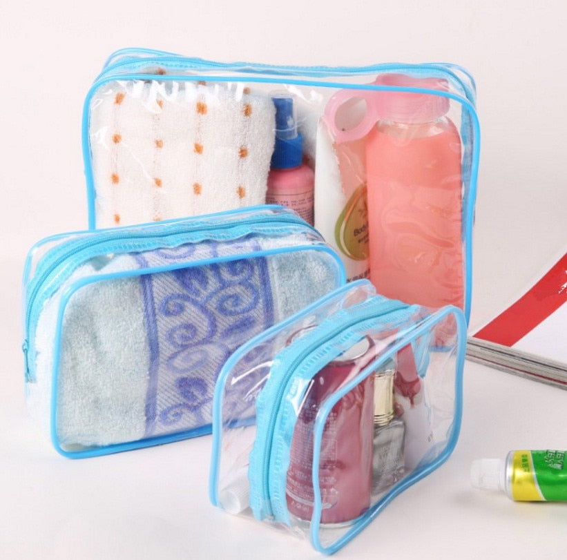 Unisex Transparent Travel Storage Bag with Coloured Lining