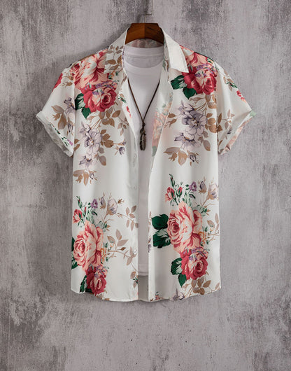 Hawaiian Flower Geometric Printed Shirts - GetHolidayReady.co.uk