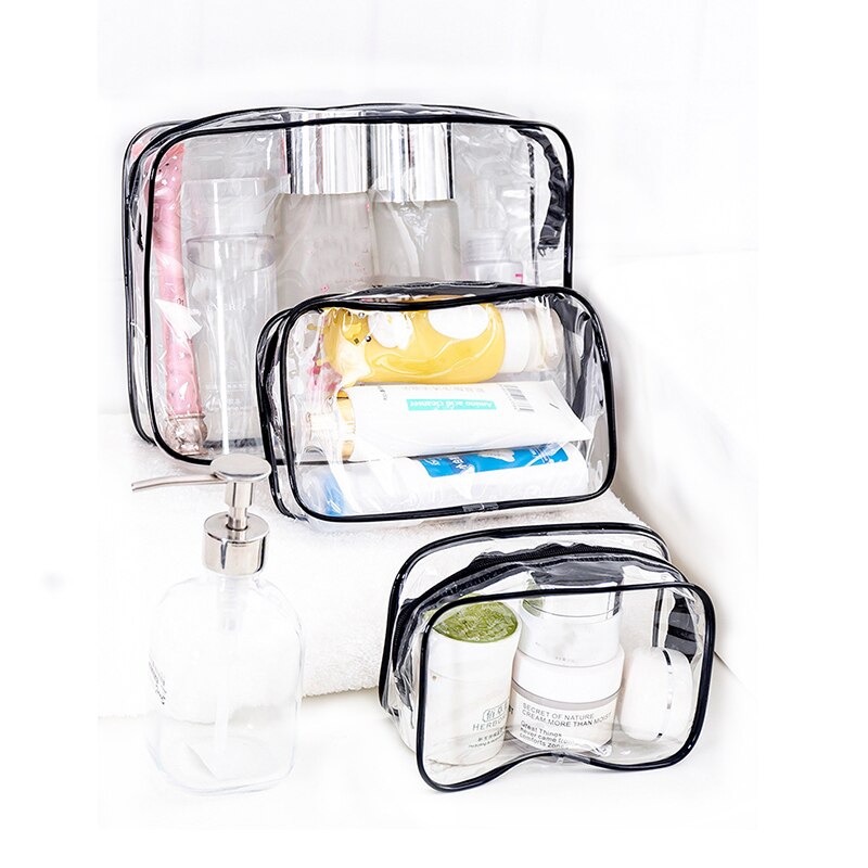 Unisex Transparent Travel Storage Bag with Coloured Lining