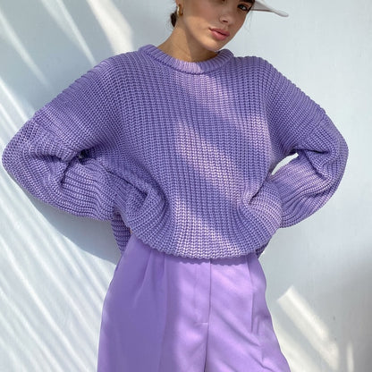 Oversized Thickening Solid Knitwear Tops - GetHolidayReady.co.uk