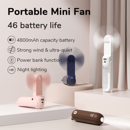 3-in-1 Portable Mini Fan with Power Bank and Flashlight